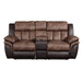 Jaylen - Motion Loveseat With Console - Toffee & Espresso Polished Microfiber