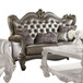 Versailles - Loveseat With 4 Pillows - Silver Synthetic Leather & Antique Platinum