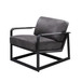 Locnos - Accent Chair - Gray Top Grain Leather & Black
