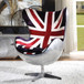 Brancaster - British Flag Accent Chair With Swivel - Pattern Fabric & Aluminum