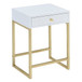 Coleen - Accent Table - White & Brass
