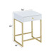 Coleen - Accent Table - White & Brass