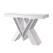 Noralie - Console Table, "V" Shape Pedestal - Mirrored & Faux Diamonds