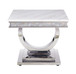 Zander - Console Table - White Printed Faux Marble & Mirrored Silver Finish