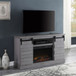 Amrita - TV Stand With Fireplace - Gray Oak