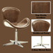 Brancaster - 33" Accent Chair With Swivel - Retro Brown Top Grain Leather & Aluminum