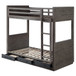Estevon - Twin Over Twin Bunk Bed With Storage - Gray Oak