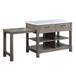 Feivel - Kitchen Island With Pull Out Table - Marble Top & Rustic Oak