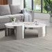 Abilene - Nesting Coffee Table Set - Marble Top & Brush Silver