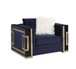 Virrux - Chair With 2 Pillows - Blue Velvet & Gold