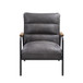 Nignu - Accent Chair - Gray Top Grain Leather & Matt Iron Finish