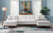 Valiant - Sectional Sofa With 4 Pillows - Ivory Chenille