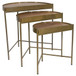 Tristen - 3 Piece Demilune Nesting Table With Recessed Top - Brown And Gold