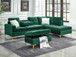 Joy 3pcs L Shaped Sectional with Ottoman in Velvet with Gold Legs by New Era Furniture