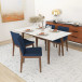 Dining Set, Alpine Large White Table with 4 Virginia Dark Blue Chairs | KM Home Furniture and Mattress Store | Houston TX | Best Furniture stores in Houston