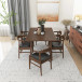 Alpine Walnut Dining Table - 6 Zola Leather Dining Chairs | KM Home Furniture and Mattress Store | TX | Best Furniture stores in Houston