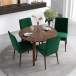 Palmer Walnut Dining Set - 4 Brighton Green Velvet Chairs | KM Home Furniture and Mattress Store | TX | Best Furniture stores in Houston