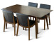 Alpine (Large - Walnut) Dining Set with 4 Virginia (Black Leather) Dining Chairs | KM Home Furniture and Mattress Store | TX | Best Furniture stores in Houston