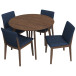 Aliana Dining set with 4 Virginia Blue Chairs (Walnut) | KM Home Furniture and Mattress Store | Houston TX | Best Furniture stores in Houston