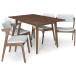 Adira Small Walnut Dining Set - 4 Ricco Light Gray Chairs | KM Home Furniture and Mattress Store | TX | Best Furniture stores in Houston