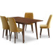 Alpine Large Walnut Dining Set - 4 Evette Gold Velvet Chairs | KM Home Furniture and Mattress Store | TX | Best Furniture stores in Houston