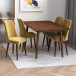 Alpine Small Walnut Dining Set - 4 Evette Gold Velvet Chairs | KM Home Furniture and Mattress Store | TX | Best Furniture stores in Houston