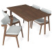 Abbott Large  Walnut Dining Set - 4 Ricco Light Gray Chairs | KM Home Furniture and Mattress Store | TX | Best Furniture stores in Houston