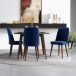 Palmer Dining set with 4 Evette Blue Dining Chairs (Walnut) | KM Home Furniture and Mattress Store | Houston TX | Best Furniture stores in Houston