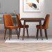 Alpine Small Walnut Dining Set - 4 Evette Orange Velvet Chairs | KM Home Furniture and Mattress Store | TX | Best Furniture stores in Houston