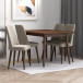 Alpine Small Walnut Dining Set - 4 Evette Beige Velvet Chairs | KM Home Furniture and Mattress Store | TX | Best Furniture stores in Houston