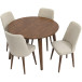 Palmer Dining set with 4 Evette Beige Dining Chairs (Walnut) | KM Home Furniture and Mattress Store | Houston TX | Best Furniture stores in Houston