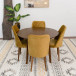 Aliana Dining Set with 4 Evette Gold Chairs (Walnut) | KM Home Furniture and Mattress Store | Houston TX | Best Furniture stores in Houston