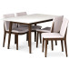 Adira Small White Top Dining Set - 4 Virginia Beige Chairs | KM Home Furniture and Mattress Store | TX | Best Furniture stores in Houston