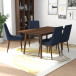 Adira Large Walnut Dining Set - 4 Brighton Navy Blue Chairs | KM Home Furniture and Mattress Store | TX | Best Furniture stores in Houston