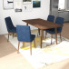 Adira Large Walnut Dining Set - 4 Brighton Navy Blue Chairs | KM Home Furniture and Mattress Store | TX | Best Furniture stores in Houston