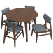 Palmer (Walnut) Round Dining Set with 4 Collins (Grey) Dining Chairs | KM Home Furniture and Mattress Store | Houston TX | Best Furniture stores in Houston