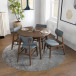 Palmer (Walnut) Round Dining Set with 4 Collins (Grey) Dining Chairs | KM Home Furniture and Mattress Store | Houston TX | Best Furniture stores in Houston