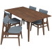 Alpine Large Dining Set with 4 Collins Dining Chairs (Walnut) | KM Home Furniture and Mattress Store | Houston TX | Best Furniture stores in Houston