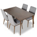 Selena Walnut Dining set - 4 Brighton Gray Chairs  | KM Home Furniture and Mattress Store | TX | Best Furniture stores in Houston