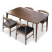 Selena (Walnut) Dining Set with 4 Winston (Black Leather) Dining Chairs | KM Home Furniture and Mattress Store | Houston TX | Best Furniture stores in Houston