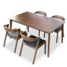 Selena (Walnut) Dining Set with 4 Reggie (Black Leather) Chairs | KM Home Furniture and Mattress Store | Houston TX | Best Furniture stores in Houston