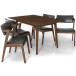 Adira Small Walnut Dining Set - 4 Ricco Black Leather Chairs | KM Home Furniture and Mattress Store | TX | Best Furniture stores in Houston