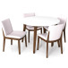 Palmer (White) Dining Set with 4 Virginia (Beige) Dining Chairs | KM Home Furniture and Mattress Store | Houston TX | Best Furniture stores in Houston