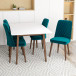 Adira (Small - White) Dining Set with 4 Evette (Teal Velvet) Dining Chairs | KM Home Furniture and Mattress Store | Houston TX | Best Furniture stores in Houston