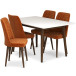 Adira Small White Dining Set - 4 Evette Burnt Orange Velvet Chairs | KM Home Furniture and Mattress Store | TX | Best Furniture stores in Houston