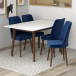 Adira Small White Dining Set - 4 Evette Blue Velvet Chairs | KM Home Furniture and Mattress Store | TX | Best Furniture stores in Houston