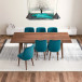 Adira XLarge Walnut Dining Set - 6 Evette Teal Chairs | KM Home Furniture and Mattress Store | TX | Best Furniture stores in Houston