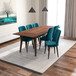 Adira XLarge Walnut Dining Set - 6 Evette Teal Chairs | KM Home Furniture and Mattress Store | TX | Best Furniture stores in Houston