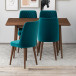 Adira Small Walnut Dining Set - 4 Evette Teal Velvet Chairs | KM Home Furniture and Mattress Store | TX | Best Furniture stores in Houston