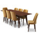 Adira XL Walnut Dining Set - 8 Evette Gold Velvet Chairs | KM Home Furniture and Mattress Store | TX | Best Furniture stores in Houston